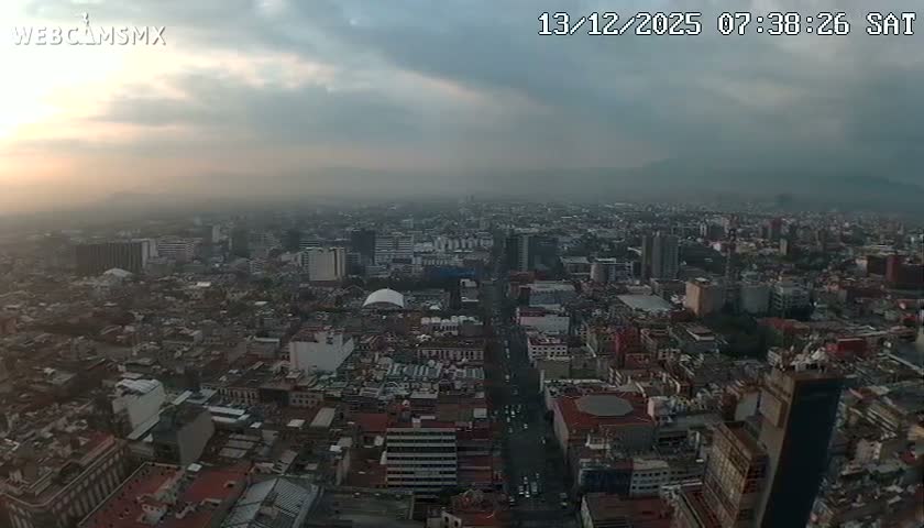 South View of Mexico City from Torre Latino Americana Tower PTZ  Live Cam - Cuauhtemoc, Ciudad de Mexico, Mexico