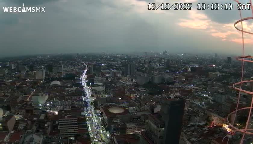 South View of Mexico City from Torre Latino Americana Tower PTZ  Live Cam - Cuauhtemoc, Ciudad de Mexico, Mexico