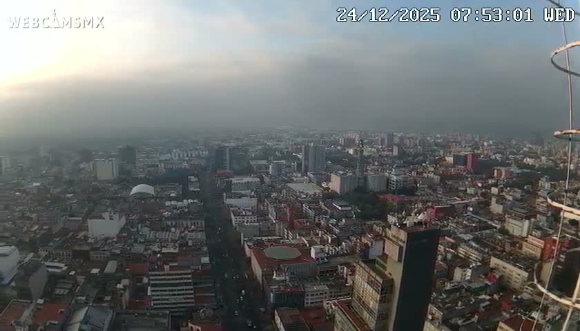 South View of Mexico City from Torre Latino Americana Tower PTZ  Live Cam - Cuauhtemoc, Ciudad de Mexico, Mexico