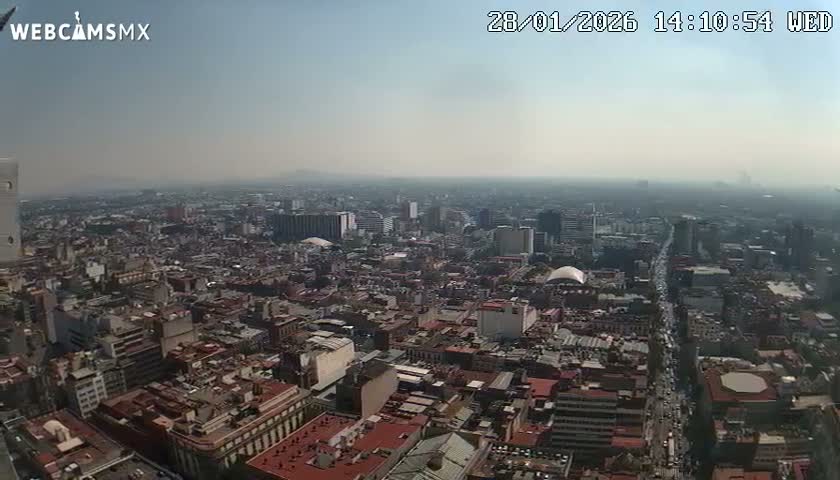 South View of Mexico City from Torre Latino Americana Tower PTZ  Live Cam - Cuauhtemoc, Ciudad de Mexico, Mexico