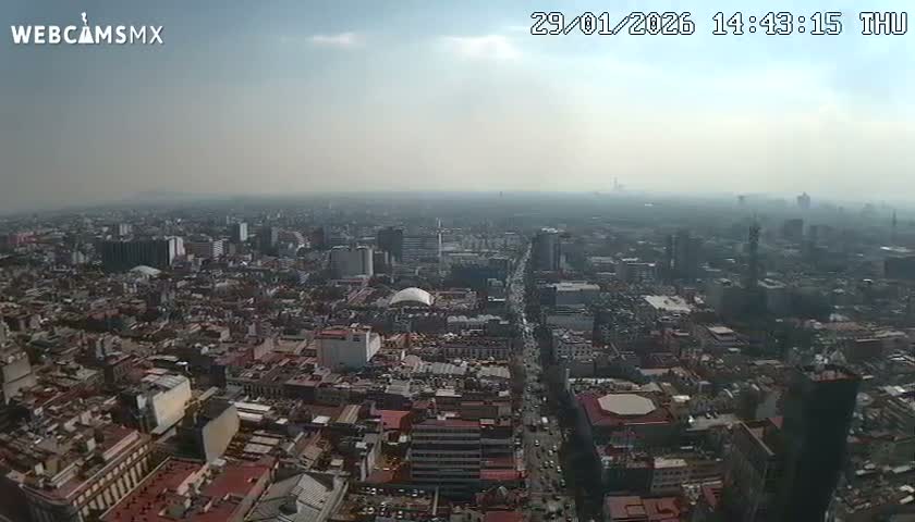 South View of Mexico City from Torre Latino Americana Tower PTZ  Live Cam - Cuauhtemoc, Ciudad de Mexico, Mexico
