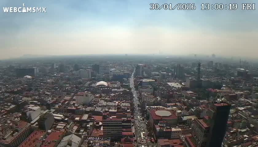 South View of Mexico City from Torre Latino Americana Tower PTZ  Live Cam - Cuauhtemoc, Ciudad de Mexico, Mexico
