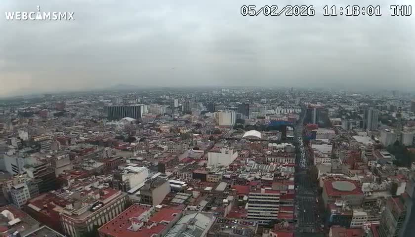 South View of Mexico City from Torre Latino Americana Tower PTZ  Live Cam - Cuauhtemoc, Ciudad de Mexico, Mexico