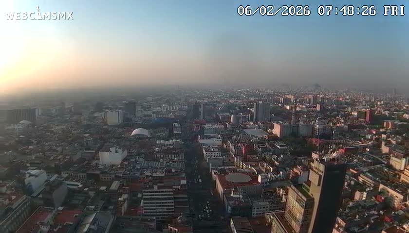 South View of Mexico City from Torre Latino Americana Tower PTZ  Live Cam - Cuauhtemoc, Ciudad de Mexico, Mexico