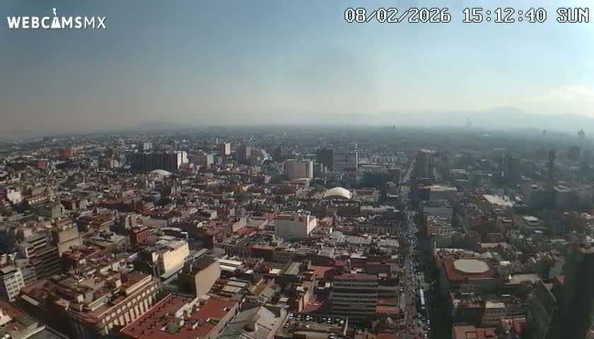 South View of Mexico City from Torre Latino Americana Tower PTZ  Live Cam - Cuauhtemoc, Ciudad de Mexico, Mexico