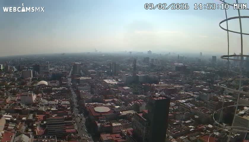 South View of Mexico City from Torre Latino Americana Tower PTZ  Live Cam - Cuauhtemoc, Ciudad de Mexico, Mexico