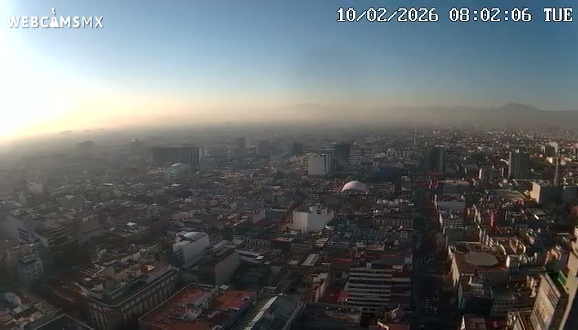South View of Mexico City from Torre Latino Americana Tower PTZ  Live Cam - Cuauhtemoc, Ciudad de Mexico, Mexico
