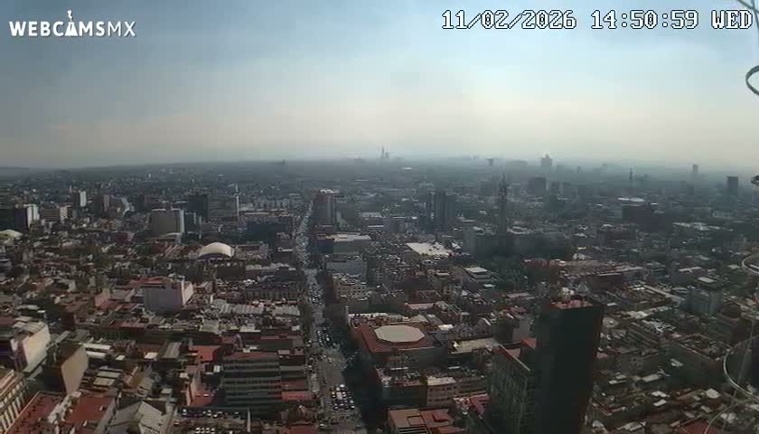 South View of Mexico City from Torre Latino Americana Tower PTZ  Live Cam - Cuauhtemoc, Ciudad de Mexico, Mexico