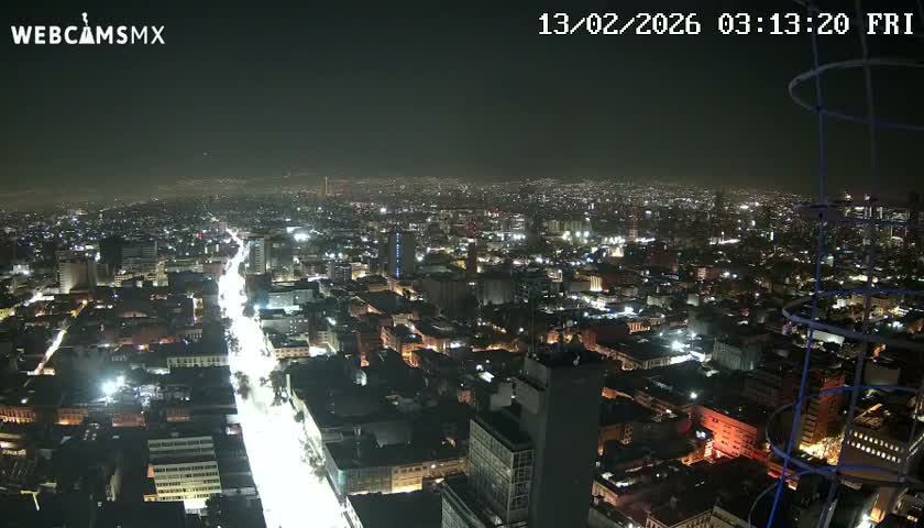 South View of Mexico City from Torre Latino Americana Tower PTZ  Live Cam - Cuauhtemoc, Ciudad de Mexico, Mexico