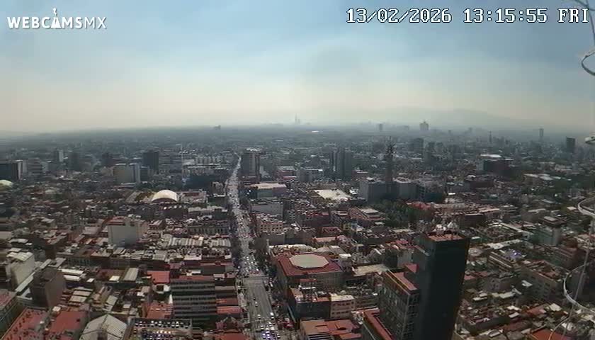 South View of Mexico City from Torre Latino Americana Tower PTZ  Live Cam - Cuauhtemoc, Ciudad de Mexico, Mexico