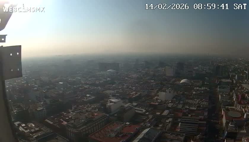 South View of Mexico City from Torre Latino Americana Tower PTZ  Live Cam - Cuauhtemoc, Ciudad de Mexico, Mexico