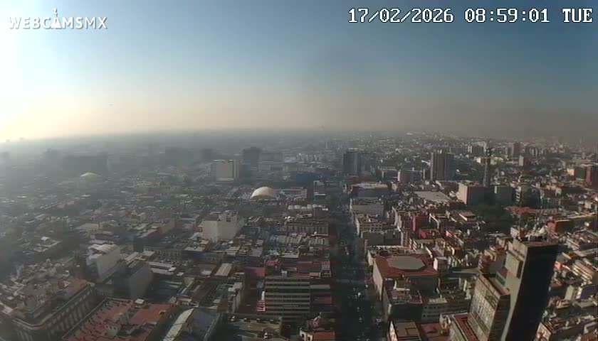 South View of Mexico City from Torre Latino Americana Tower PTZ  Live Cam - Cuauhtemoc, Ciudad de Mexico, Mexico