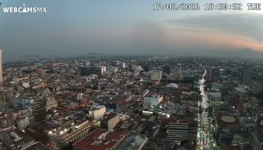 South View of Mexico City from Torre Latino Americana Tower PTZ  Live Cam - Cuauhtemoc, Ciudad de Mexico, Mexico