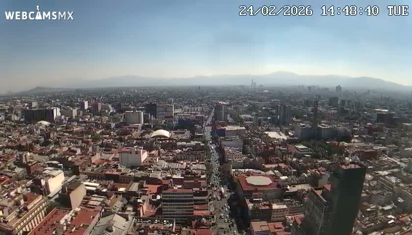 South View of Mexico City from Torre Latino Americana Tower PTZ  Live Cam - Cuauhtemoc, Ciudad de Mexico, Mexico