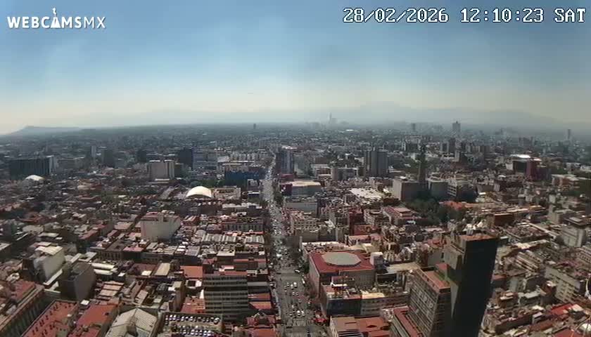 South View of Mexico City from Torre Latino Americana Tower PTZ  Live Cam - Cuauhtemoc, Ciudad de Mexico, Mexico