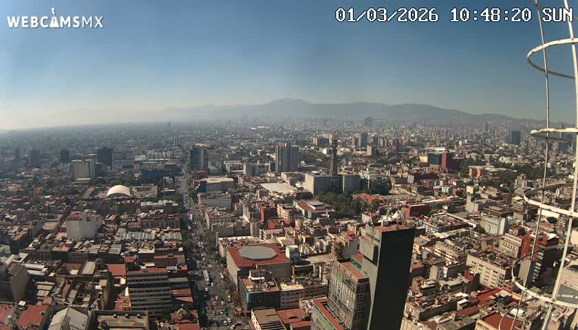 South View of Mexico City from Torre Latino Americana Tower PTZ  Live Cam - Cuauhtemoc, Ciudad de Mexico, Mexico