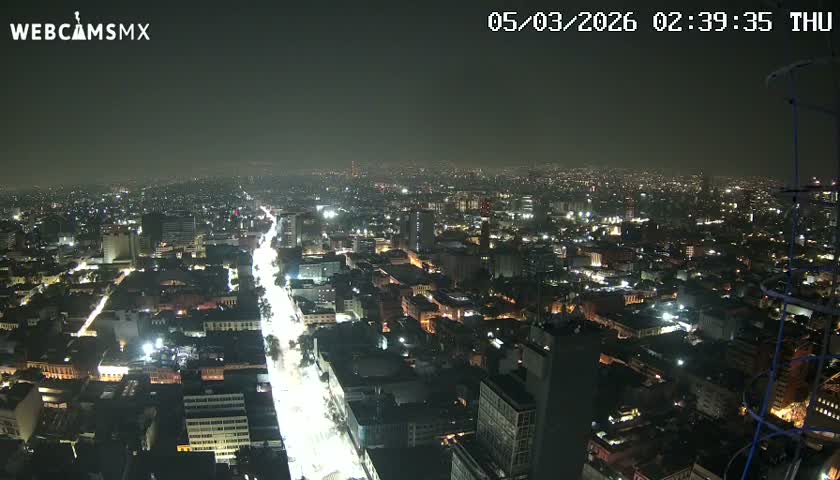 South View of Mexico City from Torre Latino Americana Tower PTZ  Live Cam - Cuauhtemoc, Ciudad de Mexico, Mexico