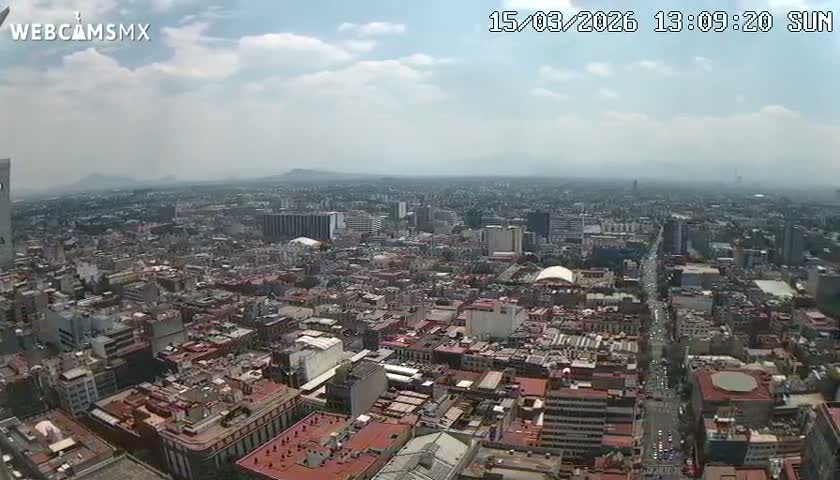 South View of Mexico City from Torre Latino Americana Tower PTZ  Live Cam - Cuauhtemoc, Ciudad de Mexico, Mexico