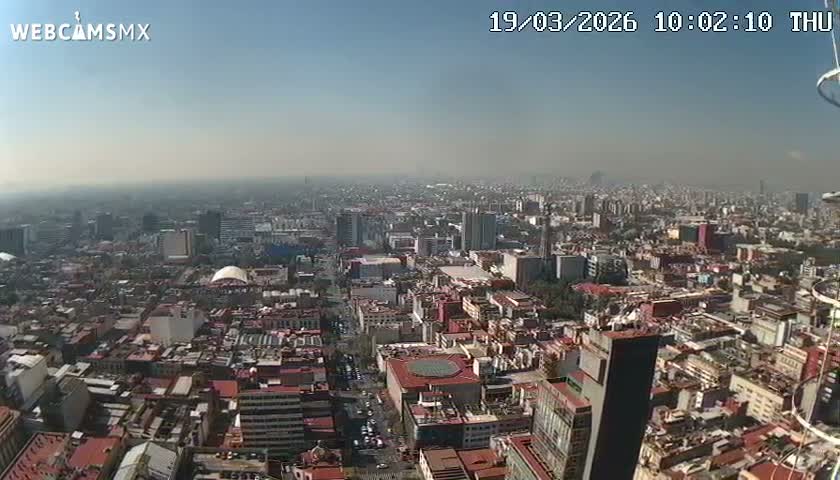 South View of Mexico City from Torre Latino Americana Tower PTZ  Live Cam - Cuauhtemoc, Ciudad de Mexico, Mexico