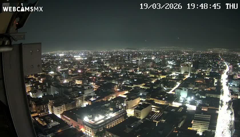 South View of Mexico City from Torre Latino Americana Tower PTZ  Live Cam - Cuauhtemoc, Ciudad de Mexico, Mexico
