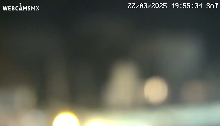 A blurry nighttime image shows out-of-focus lights.