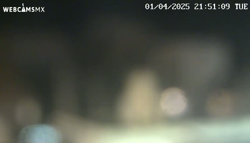 A blurry, dark image shows indistinct shapes and lights at night.