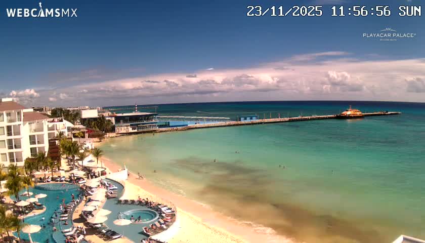 Playa del Carmen, Playa Playacar Beach Live Cam - Solidaridad, Quintana Roo, Mexico