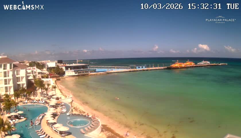 Playa del Carmen, Playa Playacar Beach Live Cam - Solidaridad, Quintana Roo, Mexico