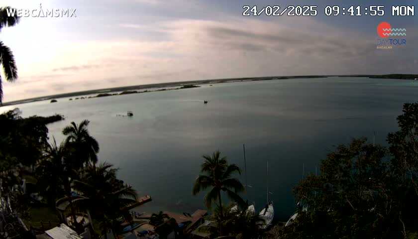 Laguna de Bacalar Lagoon Lake from Casa China  Live Cam - Bacalar,  Quintana Roo, Mexico 
