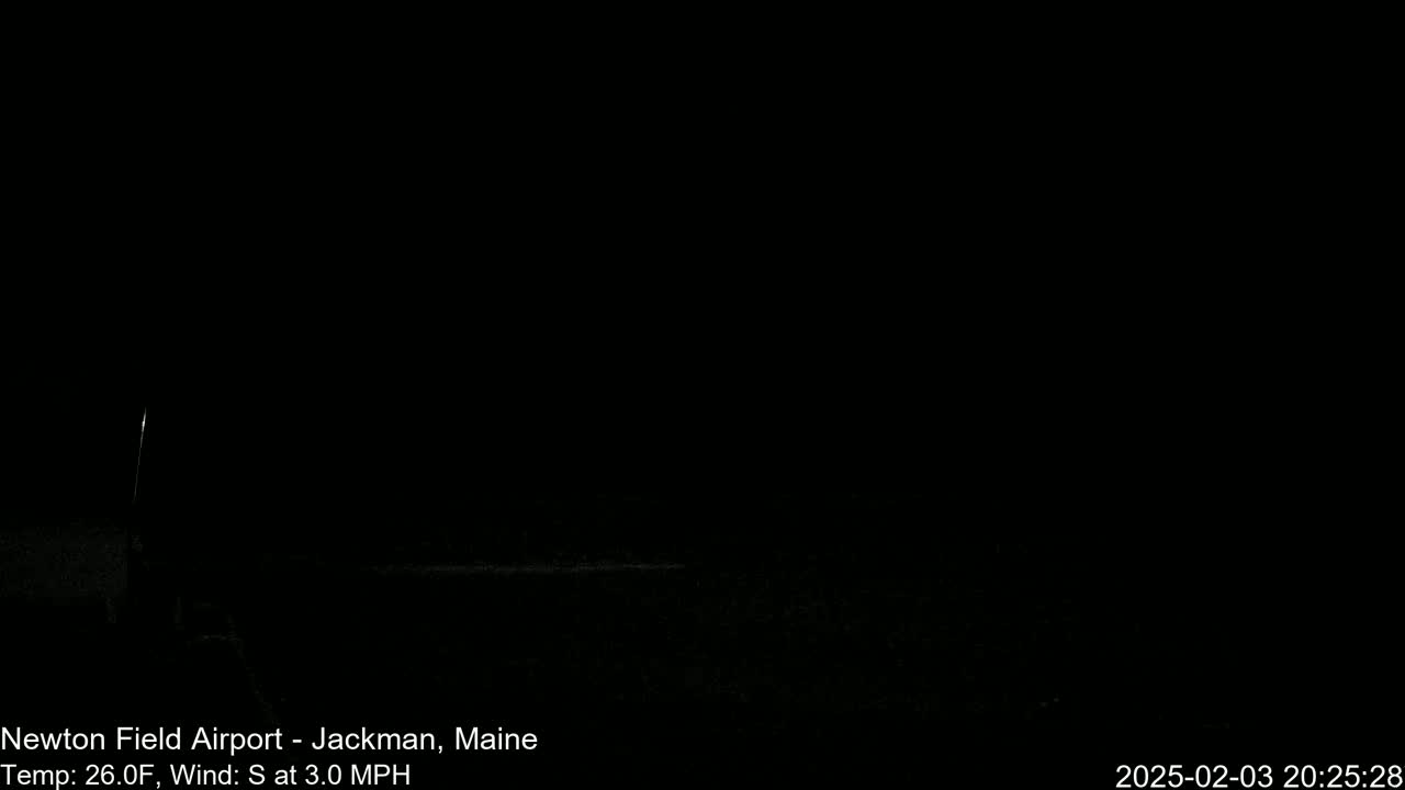 A dark, nighttime scene with a faint light source in the distance, under a clear sky and with a southerly wind at 3.0 mph and a temperature of 26°F.
