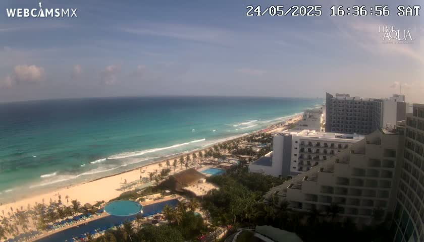 (Cancun) Cancún Playa Marlin Beach & Hotel Pools Live Cam - Benito Juarez, Quintana Roo, Mexico