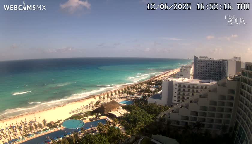 (Cancun) Cancún Playa Marlin Beach & Hotel Pools Live Cam - Benito Juarez, Quintana Roo, Mexico