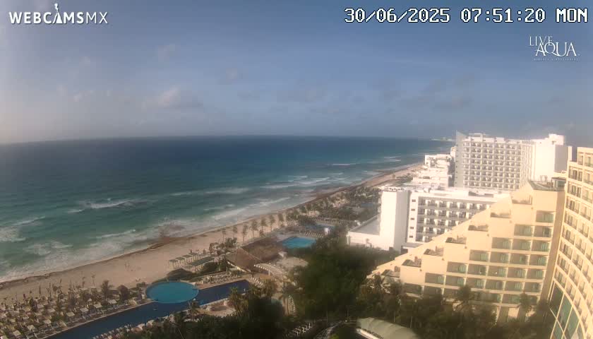 (Cancun) Cancún Playa Marlin Beach & Hotel Pools Live Cam - Benito Juarez, Quintana Roo, Mexico