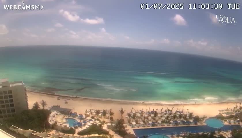 (Cancun) Cancún Playa Marlin Beach & Hotel Pools Live Cam - Benito Juarez, Quintana Roo, Mexico