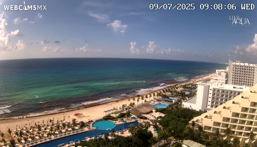 (Cancun) Cancún Playa Marlin Beach & Hotel Pools Live Cam - Benito Juarez, Quintana Roo, Mexico