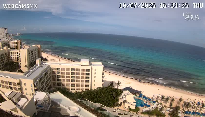 (Cancun) Cancún Playa Marlin Beach & Hotel Pools Live Cam - Benito Juarez, Quintana Roo, Mexico
