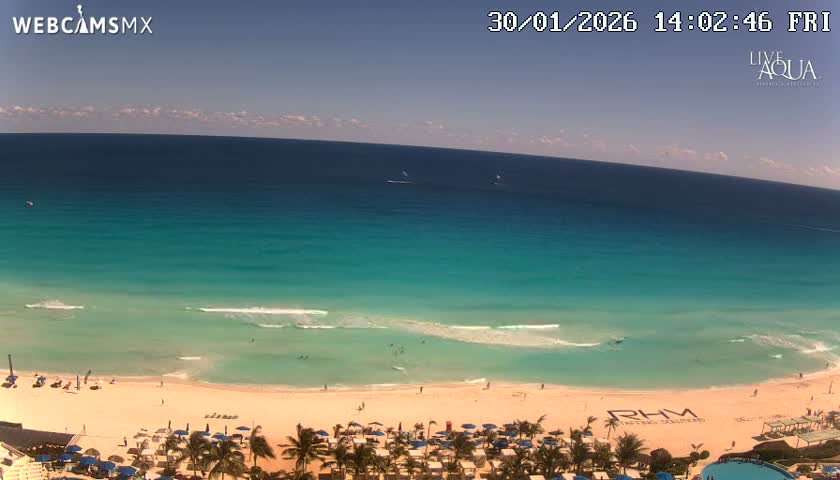 (Cancun) Cancún Playa Marlin Beach & Hotel Pools Live Cam - Benito Juarez, Quintana Roo, Mexico