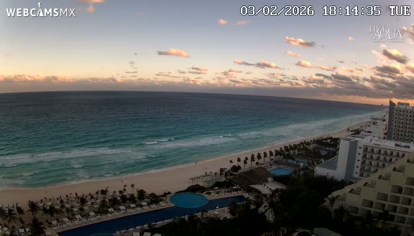 (Cancun) Cancún Playa Marlin Beach & Hotel Pools Live Cam - Benito Juarez, Quintana Roo, Mexico