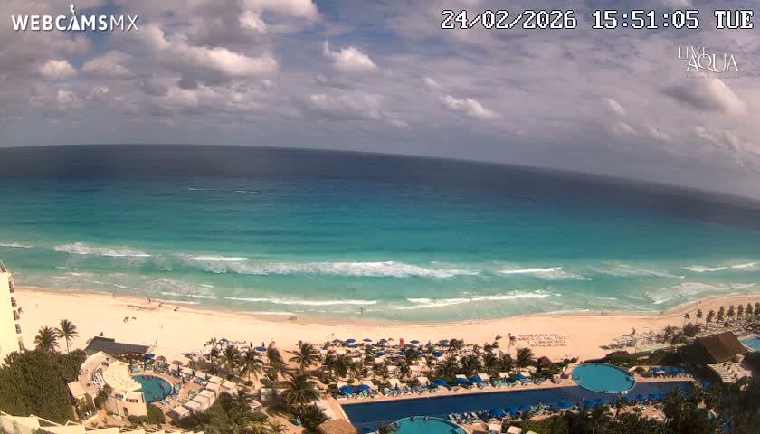 (Cancun) Cancún Playa Marlin Beach & Hotel Pools Live Cam - Benito Juarez, Quintana Roo, Mexico