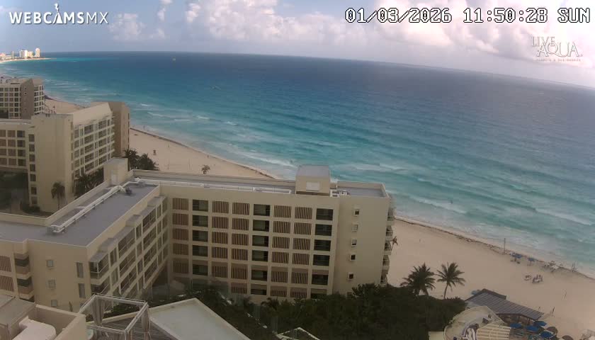 (Cancun) Cancún Playa Marlin Beach & Hotel Pools Live Cam - Benito Juarez, Quintana Roo, Mexico