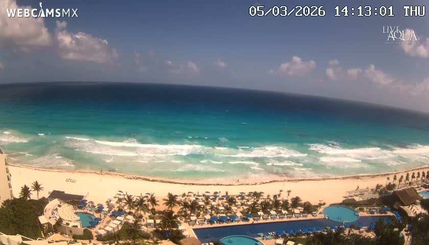 (Cancun) Cancún Playa Marlin Beach & Hotel Pools Live Cam - Benito Juarez, Quintana Roo, Mexico