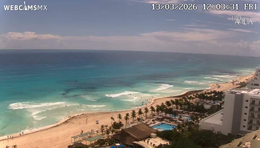 (Cancun) Cancún Playa Marlin Beach & Hotel Pools Live Cam - Benito Juarez, Quintana Roo, Mexico
