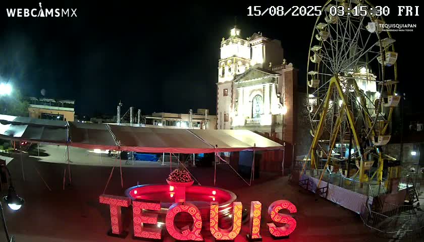 Tequisquiapan, Plaza Miguel Hidalgo & Parish St. Mary of the Assumption Live Cam - Tequisquiapan, Queretaro, Mexico