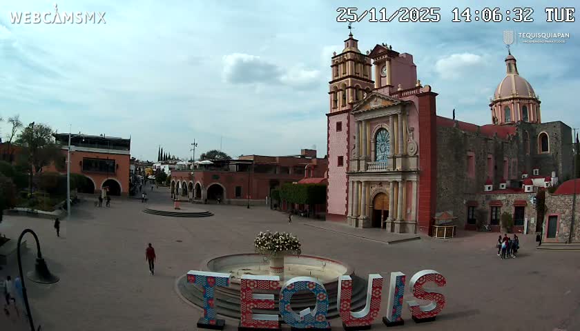 Tequisquiapan, Plaza Miguel Hidalgo & Parish St. Mary of the Assumption Live Cam - Tequisquiapan, Queretaro, Mexico
