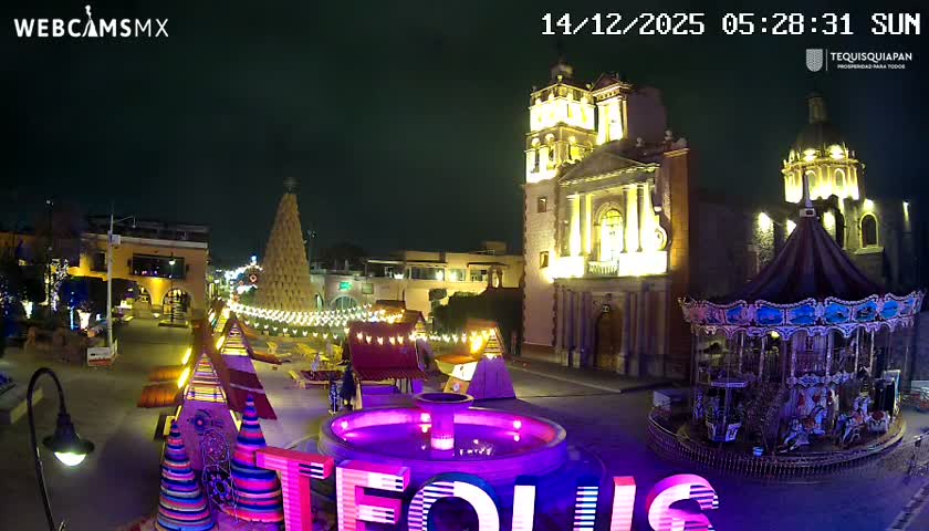 Tequisquiapan, Plaza Miguel Hidalgo & Parish St. Mary of the Assumption Live Cam - Tequisquiapan, Queretaro, Mexico