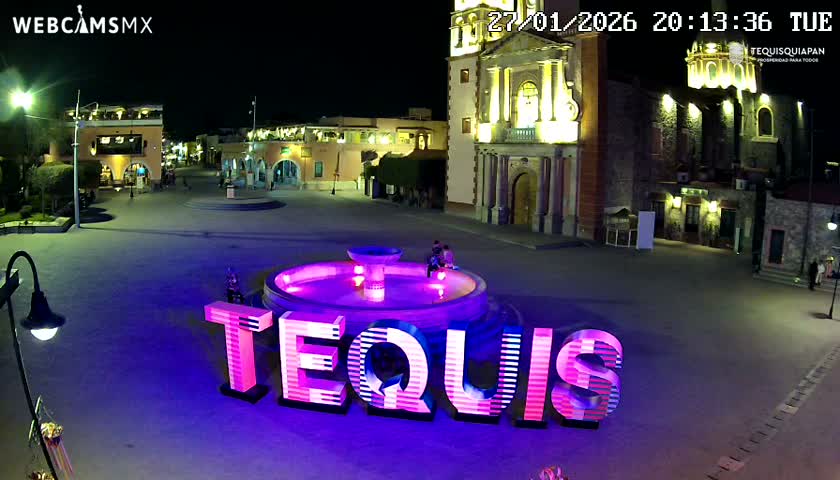 Tequisquiapan, Plaza Miguel Hidalgo & Parish St. Mary of the Assumption Live Cam - Tequisquiapan, Queretaro, Mexico