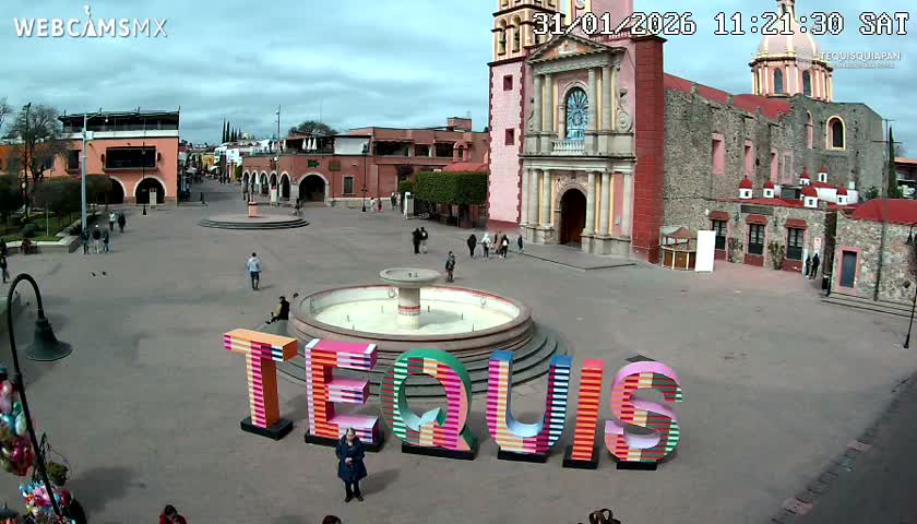 Tequisquiapan, Plaza Miguel Hidalgo & Parish St. Mary of the Assumption Live Cam - Tequisquiapan, Queretaro, Mexico