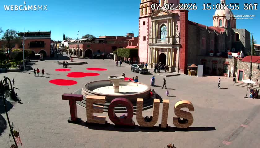 Tequisquiapan, Plaza Miguel Hidalgo & Parish St. Mary of the Assumption Live Cam - Tequisquiapan, Queretaro, Mexico