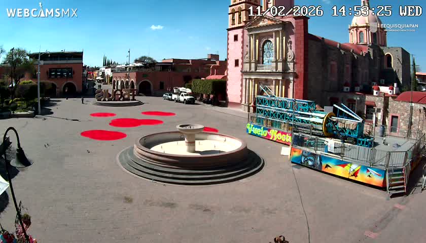 Tequisquiapan, Plaza Miguel Hidalgo & Parish St. Mary of the Assumption Live Cam - Tequisquiapan, Queretaro, Mexico