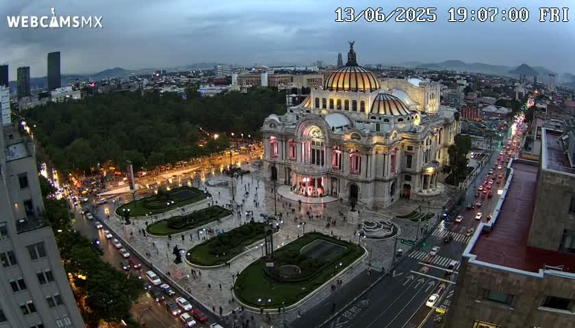 Mexio City, Palacio de Bellas Artes ( Palace of Fine Arts)  Live Cam - Cuauhtemoc, Ciudad de Mexico, Mexico